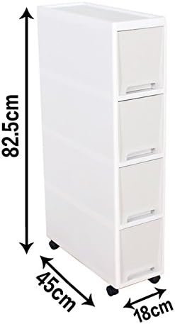 Shozafia тесна тесна количка за складирање и организатор, 7,1 инчи кујнски кабинет за складирање покрај фрижидер мала пластична тркалачка полица со фиоки за бања