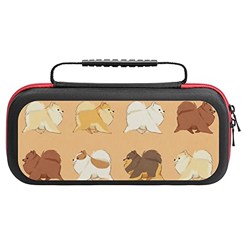 Случај за носење за Nintendo Switch Case Cute Pomeranian Shockproof Thard Shell Protective Case Cover со 20 слотови за картички за игри,