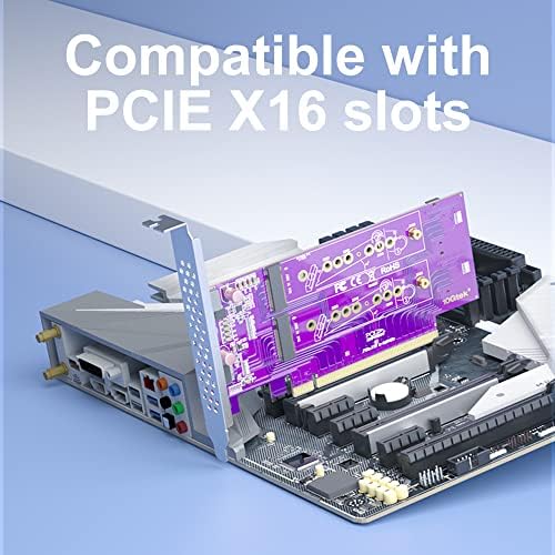 M.2 NVME SSD адаптер M-Key, 4-порта M.2 до PCIe X16 Gen3 адаптер картичка, поддржува PCIE M.2 SSD, компатибилен со PCIe 3.0/2.0/1.0 матични