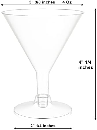 Пластични Мартини Очила - 144 Пакување 5 Мл. - Кристално Чисти Очила За Мартини За Еднократна Употреба Со Стебло - Чаши За Коктели-Идеални За