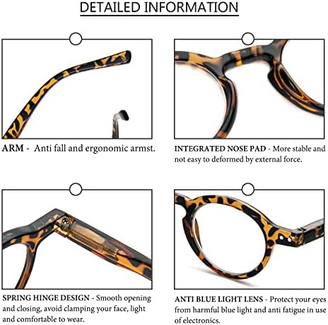 Кокобин 4-Спакувајте Мали Тркалезни Очила За Читање Удобни Читатели Во Боја Стилска Рамка За Жени