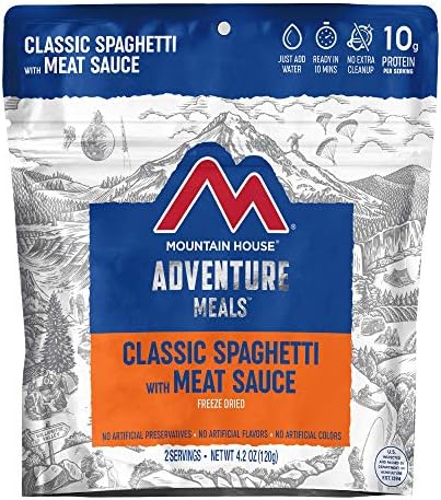 Класични шпагети на планината куќа со сос од месо | Замрзнете исушена ранец и кампување храна | 2 порции