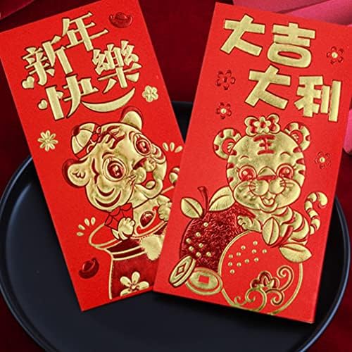 Кабилок Кинески Декор 60 парчиња Пликови За Подароци За Среќни Пари Година На Тигар Црвени Пликови Кинеска Нова Година Пролетен Фестивал Пари