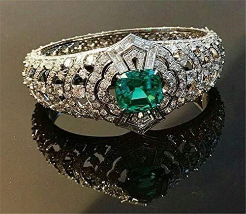 Сјајна 925 Сребрен смарагден прстен жени свадбени накит со големина 5-10
