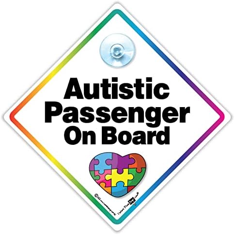 Патник со аутизам на знак за автомобили, знак за автомобил за аутизам, знак за автомобил со аутизам, знак за висока видливост на возило за