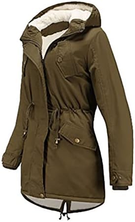 Women'sенски топол зимски палто Зимско топло руно наредено јакна тешка парка палто со аспиратор со долги ракави преголема надворешна облека