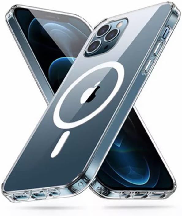 Јасно Магнетно Куќиште за iPhone 12pro Max/iPhone 13 Promax/iPhone 14pro Max Компатибилен Со Mag-Безбеден, Тенок Тврд Грб Мек Силиконски