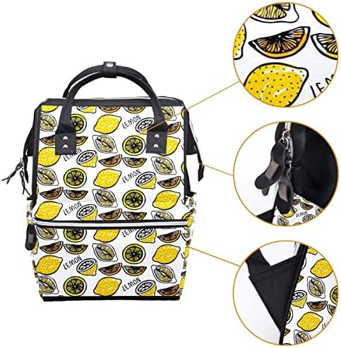 Рачни нацртани лимони парчиња шема за пелена торба ранец за бебиња за менување торби со повеќе функции со голем капацитет торба