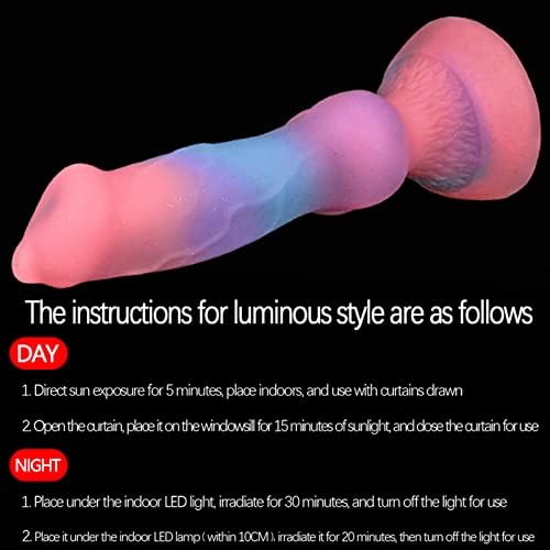 Monster Luminous Dildo Silicone Anal Dildo со вшмукување чаша, змеј реален дилдо задник приклучок анален секс играчка, сјајно животно дилдо играчка за жени