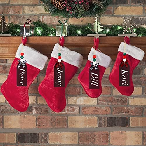 FOIMAS 6 PACK BULE BULE Снегулка Божиќни чорапи и 12 поставени дрвени име за обесени ознаки