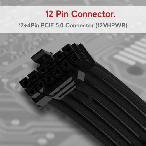 Linkup - AVA 600W PCIE 5.0 12VHPWR 16AWG Солечки кабел со висока струја PSU - 70см - компатибилен со сите RTX 4000 и RTX 3000 FE GPU