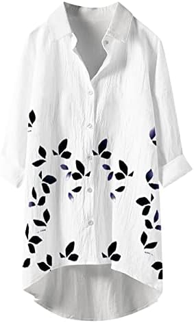 Копче за црно бранч надолу за дами есен летен долг ракав Туртленк цветни печатени блузи тинејџерска девојка 2023 3Б xl