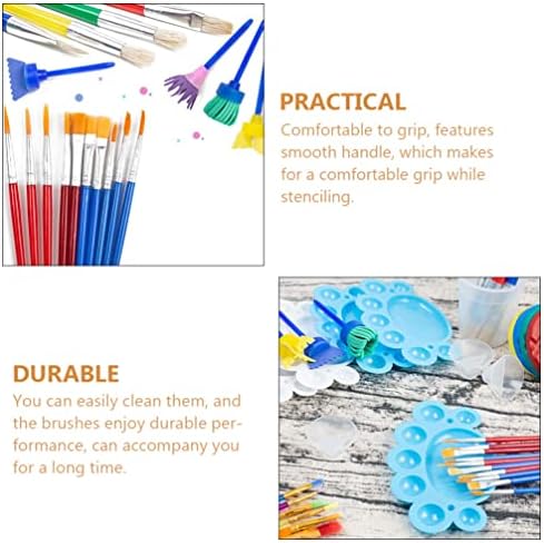 Wakauto деца алатки поставува уметнички материјали за бојадисување сет: 34 парчиња најлонски четки за сликање бои палети за пигментирање