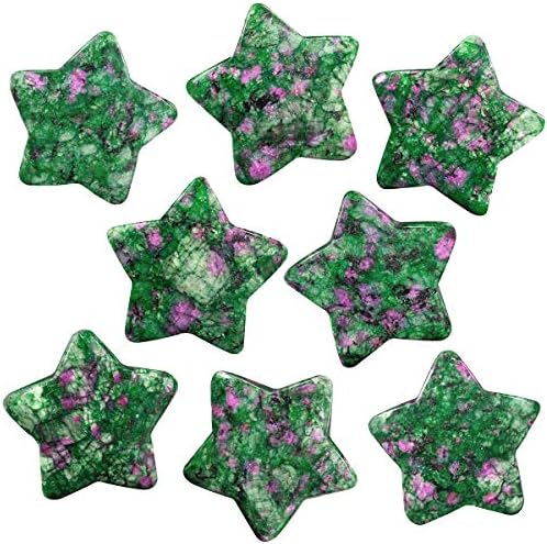 Sunyik пакет од 4 starвездени џебни starвездички камен, лечен кристал полиран камен за реики медитација на вознемиреност стрес, рубин