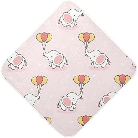vvfelixl бебе со качулка со слатки слонови Абсорбентични крпи за бебиња Памук мека бања за новороденче, дете 35x35in розово