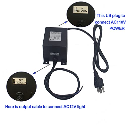 Transformer JSN & PC 12V AC, 5A 60W напојување со низок напон, 110-120V AC до 12V AC адаптер за светла на базен, светла за пејзаж,