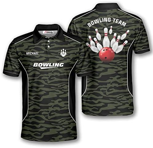 Персонализирана кошула за куглање за мажи за мажи и име на тимот за куглање Поло кошули за куглање дресови со големина S-5XL