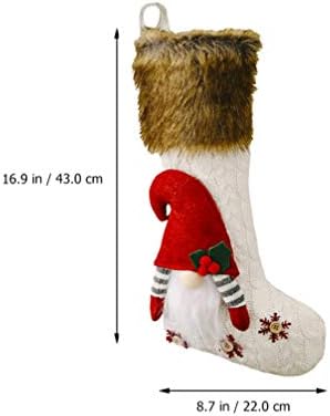 Прекацоум плетени чорапи Божиќни чорапи, божиќни носители на садови, висечки бонбони чорапи новогодишно дрво камин украс празник за забава