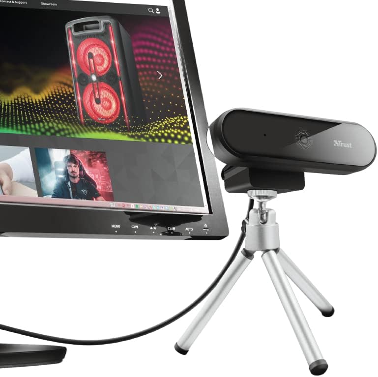 Доверба Tyro Full HD Се-во-едно Веб Камера Со Вграден Микрофон, 1080p, Автоматско Фокусирање, Приклучок И Игра, Вклучен Статив, Дружења, Средби, Skype, Тимови-Црно