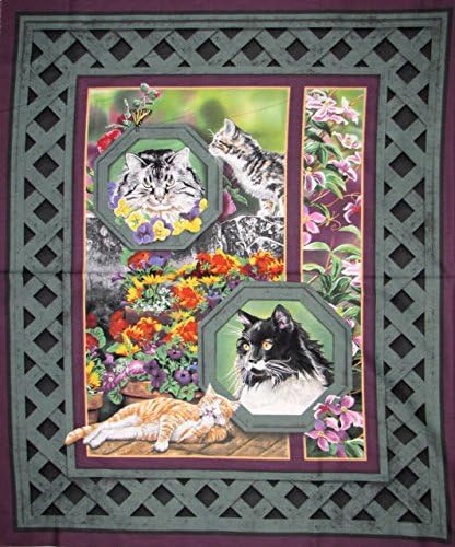 „Диви крилја“ мачки во градинарски памучен панел од ткаенини 44 x 35