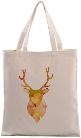 Ayeby Deer Model Canvas Tote Tote со патент - модерна и стилска торба за намирници за еднократна употреба за жени, мајки, пријатели,