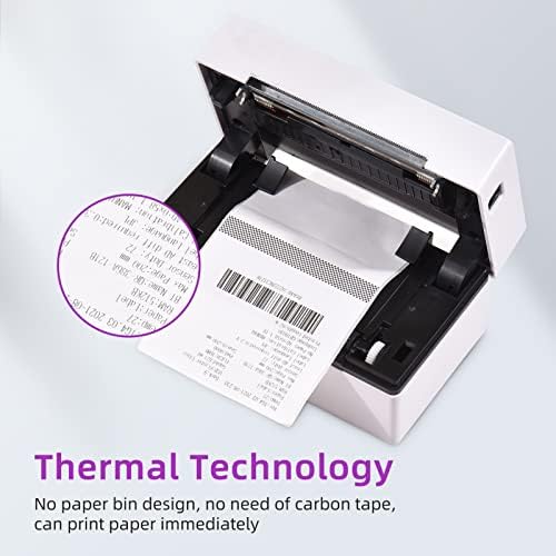 Печатач за термичка етикета за десктоп бизофице за печатење со етикета за пакет 4x6, печатење на етикетата на една етикета безжична BT & USB врска 180mm/s со голема брзина н