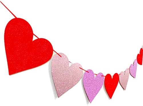 XIANMU 2 Пакет Блескаво Срце Банер Денот На Вљубените Банер Венец Срце Украси За Свадба Годишнината Ангажман Диплома Дома Партија Декор Материјали-Не СЕ Бара САМ
