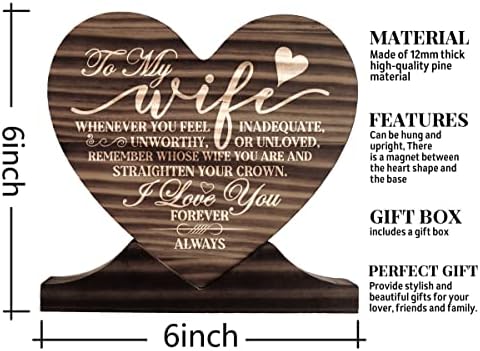 Подарок од сопруг до мојата сопруга знак за дрво, подарок дрвена плакета срце, знак за срце дрво, lубовница плакета, значајни