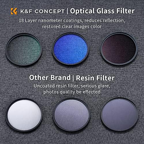 K&F Concept 77mm UV/CPL/ND комплет за филтрирање на леќи -18 повеќеслојни облоги, UV филтер + филтер за поларизатор + филтер за неутрална густина + крпа за чистење + торбичка за фил?