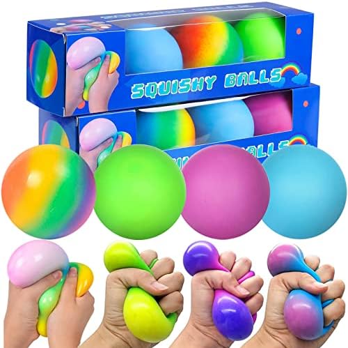 Боја Промена на стрес топки за деца - 4 пакувања со крцкави стрес -топки со стрес играчки стрес топки Масовно мини виножито стрес топка пакет