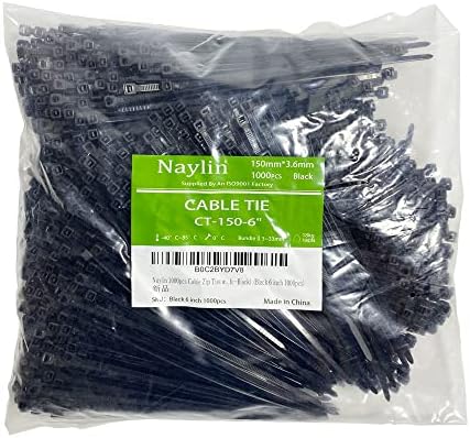 Naylin 1000pcs кабелски поштенски врски тешки врвни пластични врски со жица со 41 фунти јачина на затегнување, само-заклучувачки најлонски врски за вратоврска за затворен