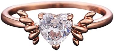 2023 Исклучиво крило дијамантско срце прстен жени ангажман прстен накит подароци прстен не'рѓосувачки челик