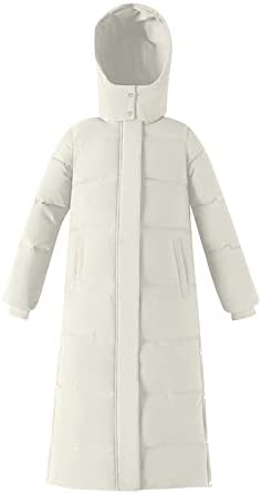 Женски зимски топло задебелен палто со папири плус големина патент надолу со јакна цврсто копче подели поглава памук подложен палто со