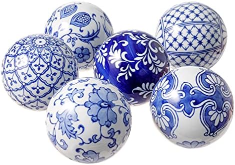 Ka дома сини порцелански орби декоративни топки-мали керамички сфери за централен дел или индивидуална употреба-идеална за употреба