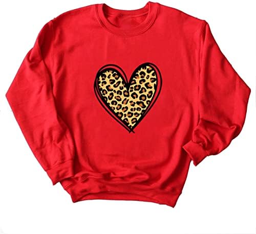 Јимоја руно Ден на вinesубените, џемпери женски симпатични леопард loveубов срце лижавче пуловер врвови за вinesубените подароци