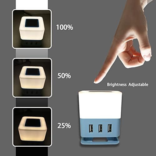 Zlmhone Bedidide Мала маса за ламби USB и 3 нивоа на допир на допир, затемнето топло бело светло, совршено како мала ламба покрај креветот