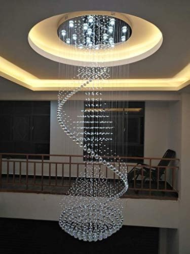 Муони Модерен Голем Спирален Кристален Лустер Осветлување Луксузен Дожд Капка Рамна Монтажа Таванско Светло За Влезот На Скалите На Фоајето Д