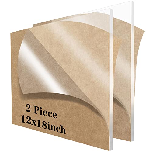 Lesnlok 2 пакет 12 x 18 Плексиглас лист 1/4 акрилен лист дебелина од 6 мм, користете за занаетчиски проекти, знаци, чувар на кивање и