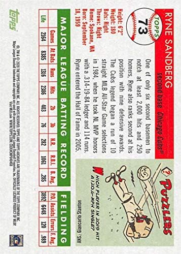 Архива На Топс 2020 73 Бејзбол Картичка На Рајн Сандберг Чикаго Младенчиња