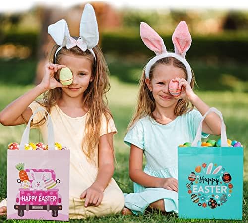 IPQXE 9 Еез Велигденски Торби За Подароци Со Зајаче Пилешко Јајце Од Морков, Торби За Велигденско Лекување За Деца И Велигденска Забава, Водоотпорни