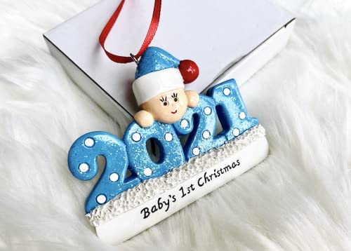 Бејбу Бебе Прв Божиќен Украс 2021 Година-Моите Први Украси За Новогодишна Елка - Бебе Момче И Девојче 2021 Персонализирани Новогодишни Украси-Уникатен