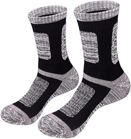 Атлетски чорапи на Јунеџ Менс со големина 5-13, удобни чорапи со перничиња за екипаж, комфорни чешлани памучни дебели чорапи, 5 Париз/пакет