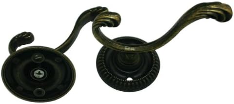 Wuuycoky метал антички месинг силен хардвер со двојна облик облечена облека за кукички закачалки со завртки пакет од 4