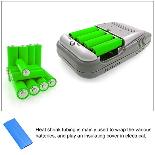 Цента за намалување на топлината на топлина Тенка PVC завиткана батерија, [за електрична батерија АА, DIY] - рамна 17мм рамна 48мм долга / сина / 50 парчиња