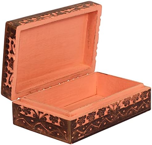 Дрвена кутија За Накит За Жени Мажи Со Дизајн На Келтско Срце 8 х 5 х 2,5 Инчи Розова Боја | Украсни дрвени кутии за Чување Богатство за Складирање | кутија за ситници со