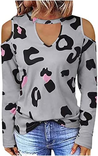 Женски Ладно Рамо Блуза Блузи Облечени Секојдневен Долг Ракав Маица Жени Графички Дуксер Мода Пуловер Врвот