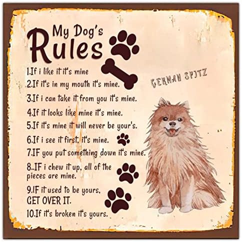 Алиојоит Смешно Куче Метал Потпишете Ги Правилата На Моето Куче Рустикална Закачалка За Врата За Кучиња За Миленичиња Метална Плоча