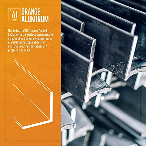 Агола со агол од 90 степени со портокалова алуминиум, екструдиран метал агол, 1-1/2 x 1-1/2 x 1/8 , 48 во должина, финиш на мелницата
