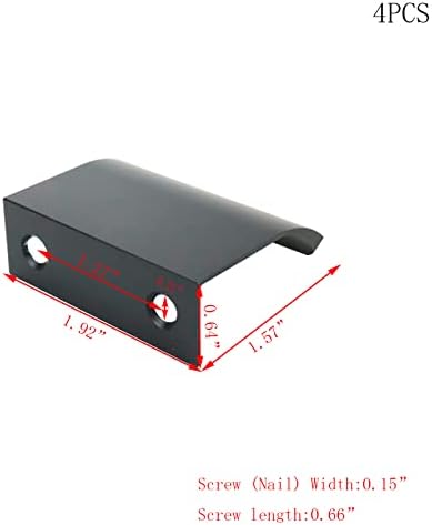 Faotup 4pcs црна алуминиумска легура на прстот Повлечете го влечењето на прстот скриени рачки 2 инчи, рачки за влечење на прстите црна, фиока за влечење на прстите, 1,92 × 0,6