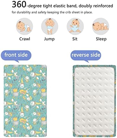 Расадник тематски опремени мини чаршафи, преносни мини креветчиња со меки и затегнати вградени креветчиња за креветчиња - лист за креветчиња за кревет
